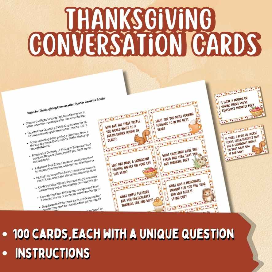 100 THANKSGIVING CONVERSATION STARTERS CARDS - Image 3