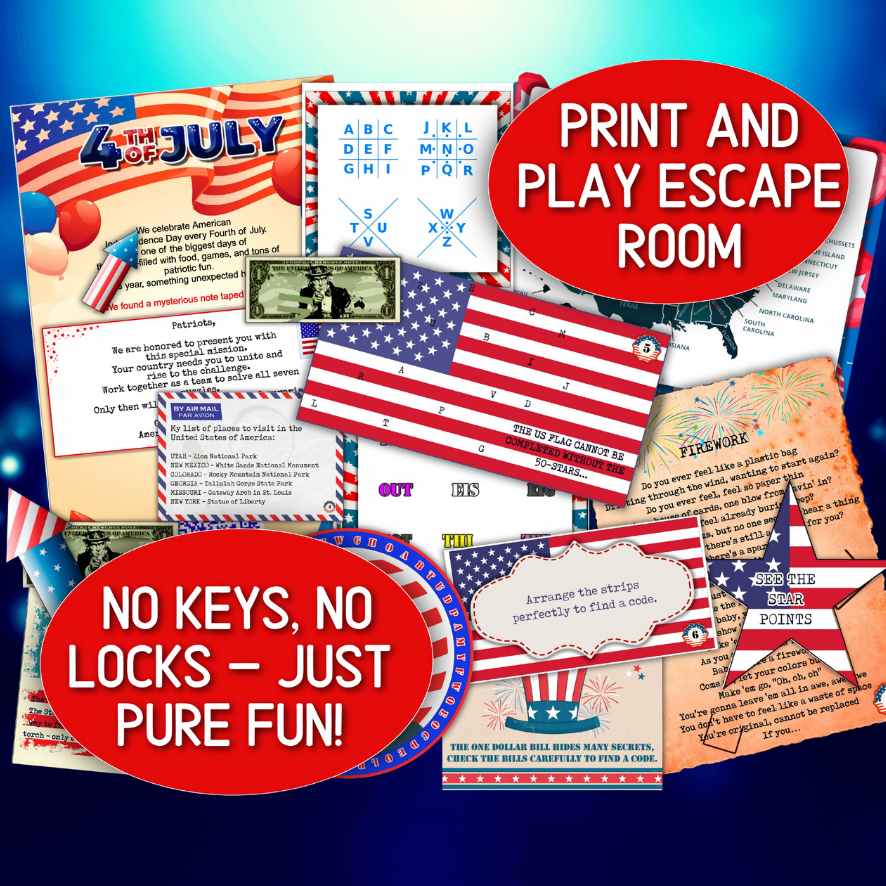 4th JULY ESCAPE ROOM - PRINT AND PLAY - Image 3