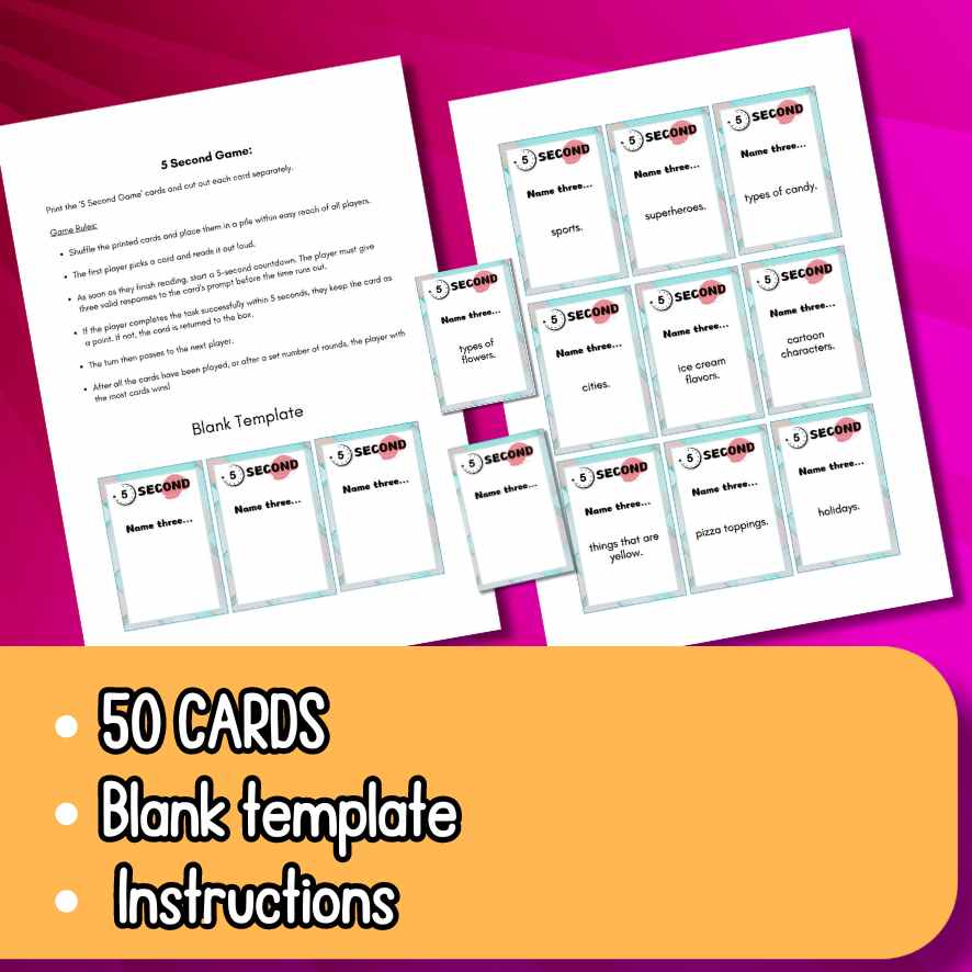 5 SECOND GAME PRINTABLE - Image 3