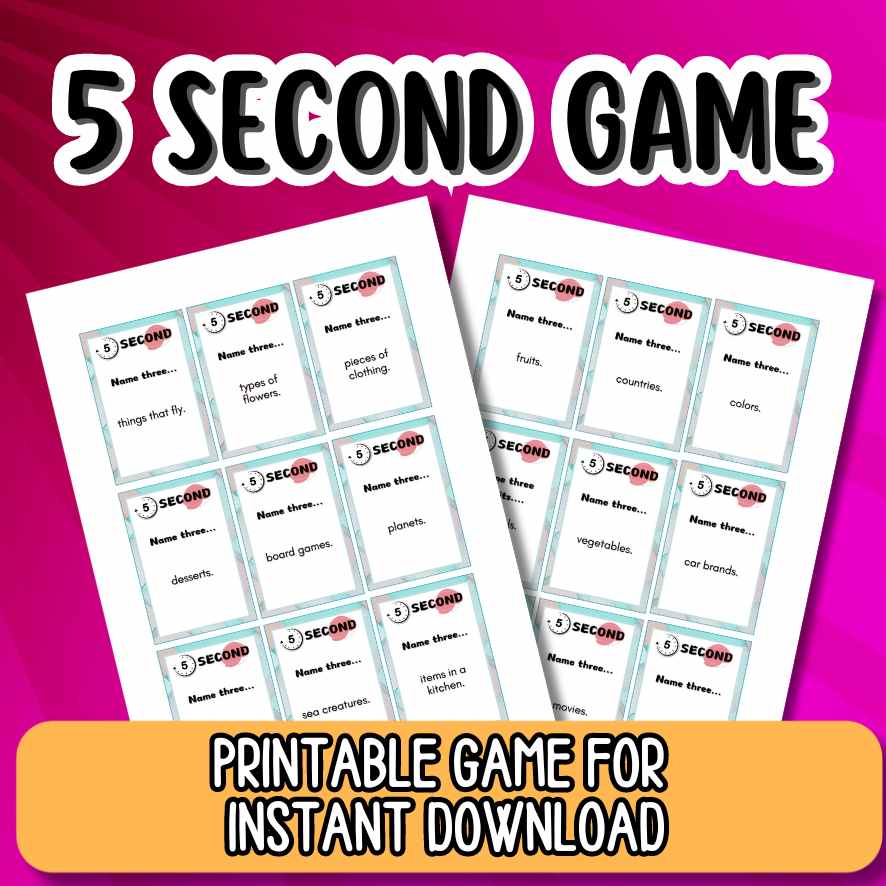 5 SECOND GAME PRINTABLE - Image 4