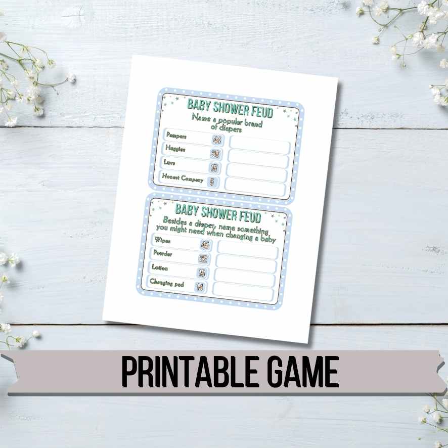BABY SHOWER FEUD BLUE - PRINTABLE GAME - Image 3