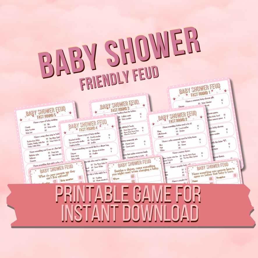 BABY SHOWER FEUD PINK - PRINTABLE GAME - Image 4