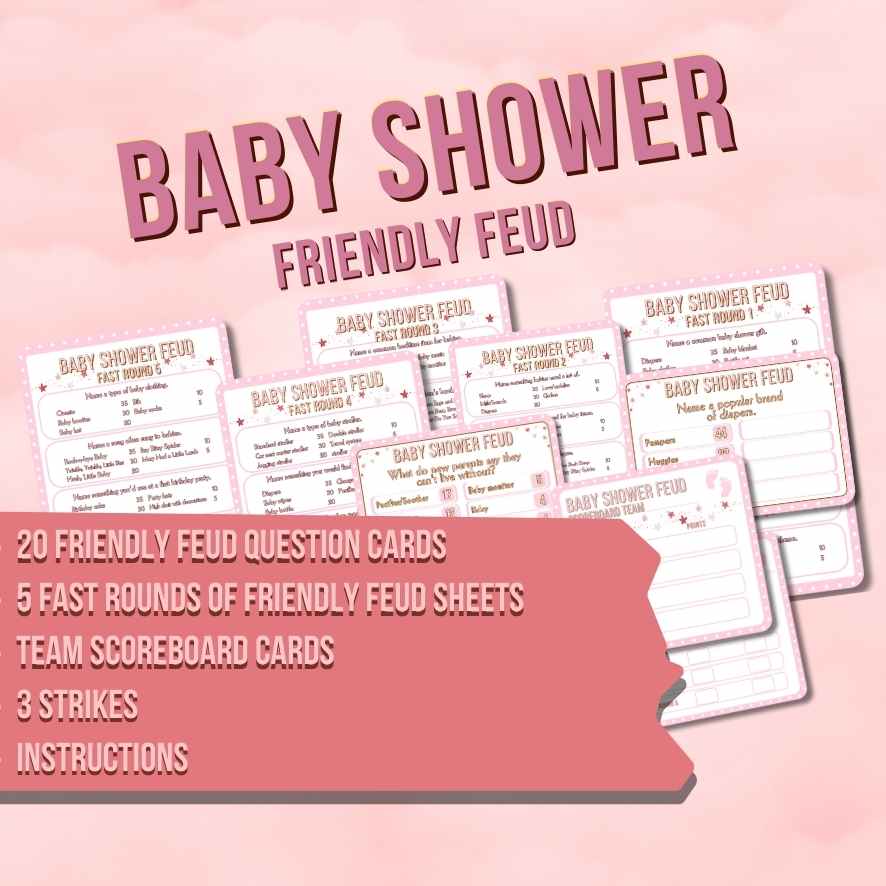 BABY SHOWER FEUD PINK - PRINTABLE GAME - Image 6