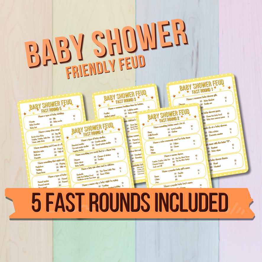 BABY SHOWER FEUD YELLOW PRINTABLE GAME - Image 3