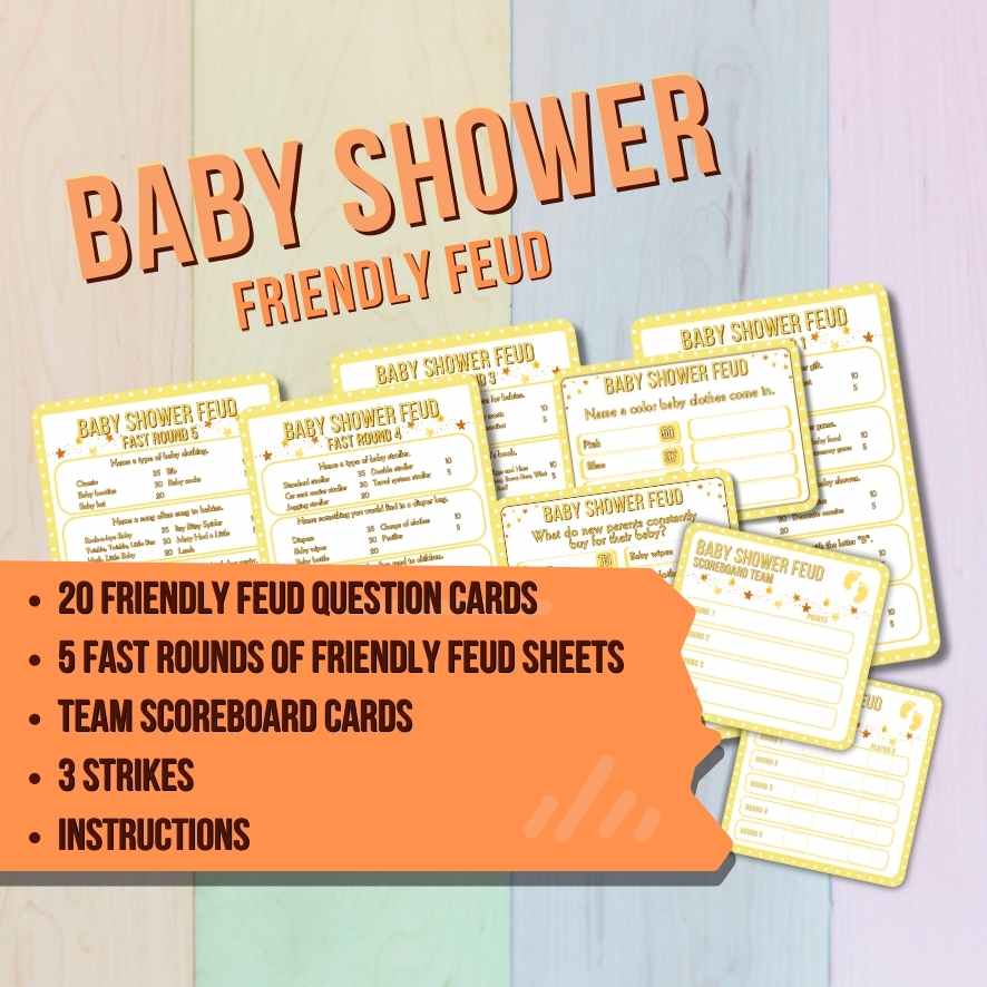 BABY SHOWER FEUD YELLOW PRINTABLE GAME - Image 6