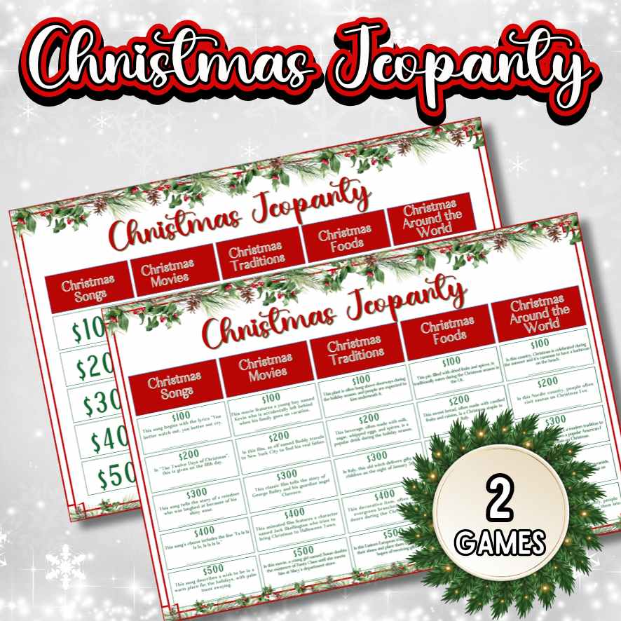 CHRISTMAS GAME JEOPARDY PRINTABLE