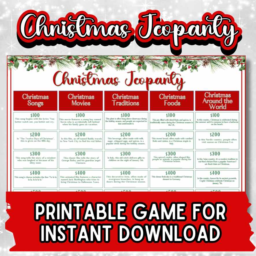 CHRISTMAS GAME JEOPARDY PRINTABLE - Image 3