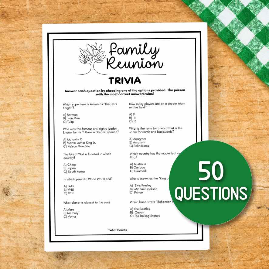FAMILY REUNION TRIVIA GAME