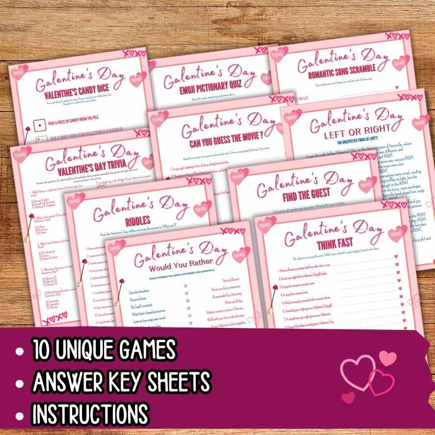 GALENTINES GAMES BUNDLE PRINTABLE - Image 3