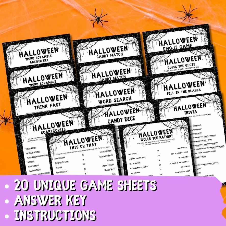 HALLOWEEN GAMES FOR KIDS SPIDER SHEETS - Image 3