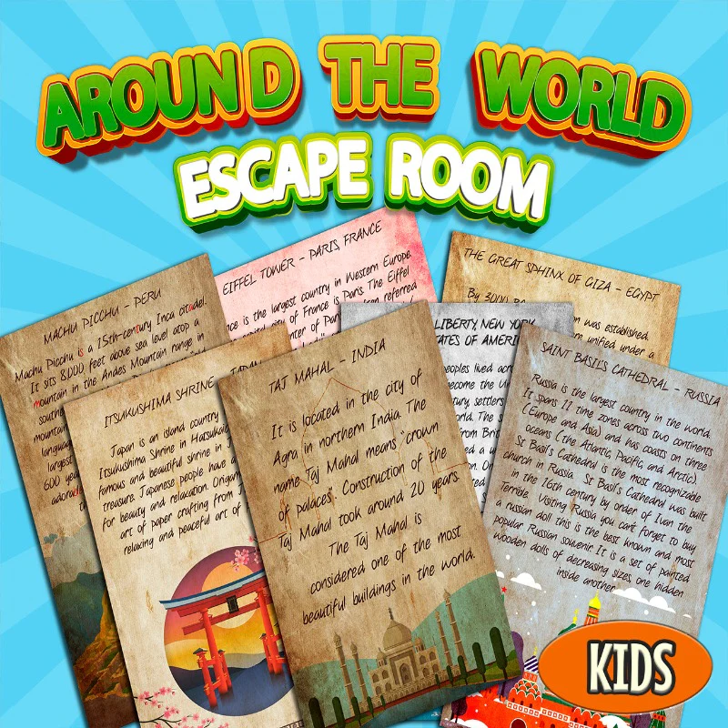 KIDS ESCAPE ROOM  AROUND THE WORLD - PRINT AND PLAY - Image 3