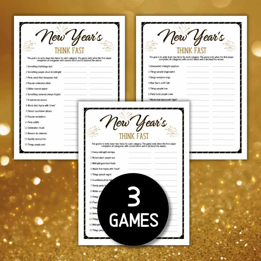 NEW YEARS THINK FAST  GAME PRINTABLE - Image 3