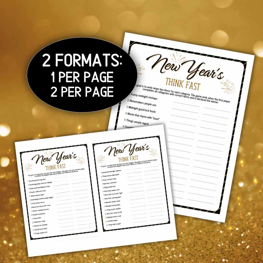 NEW YEARS THINK FAST  GAME PRINTABLE - Image 4