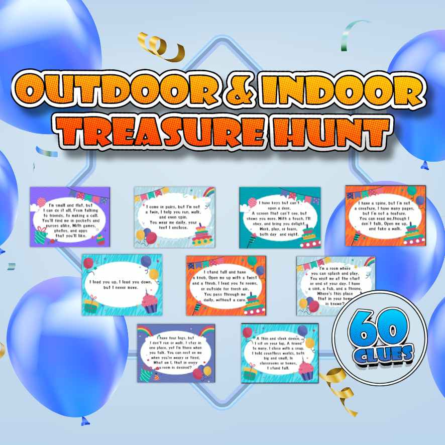 TREASURE HUNT BIRTHDAY BLUE - PRINTABLE GAME - Image 4