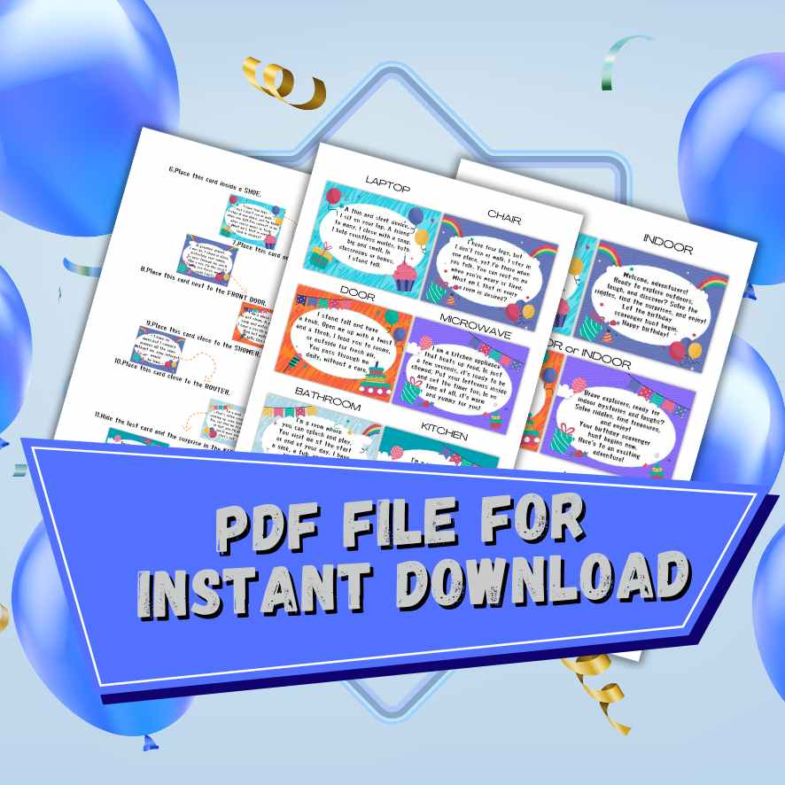 TREASURE HUNT BIRTHDAY BLUE - PRINTABLE GAME - Image 5