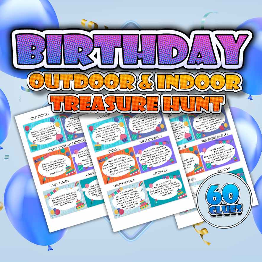 TREASURE HUNT BIRTHDAY BLUE - PRINTABLE GAME - Image 6