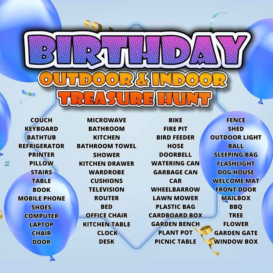 TREASURE HUNT BIRTHDAY BLUE - PRINTABLE GAME - Image 7