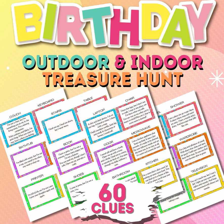 TREASURE HUNT BIRTHDAY INDOOR & OUTDOOR - PRINTABLE GAME - Image 3