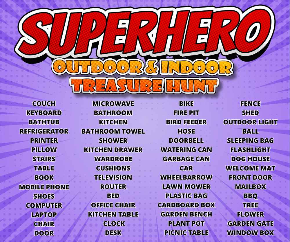 TREASURE HUNT SUPERHERO BIRTHDAY INDOOR & OUTDOOR - PRINTABLE GAME - Image 6