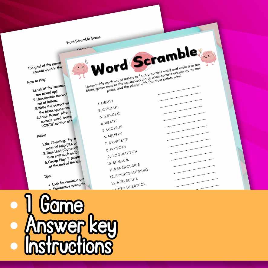 WORD SCRAMBLE GAME PRINTABLE - Image 3